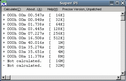 SuperPI sous linux: 1M : 40s016