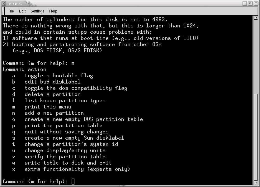 Fdisk linux en ligne de commande