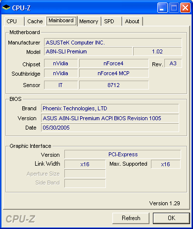 A8N-SLI Premium Rev. 1.02 A3 BIOS 1005 30 Mai 2005 NForce 4 PCIExpress * 16